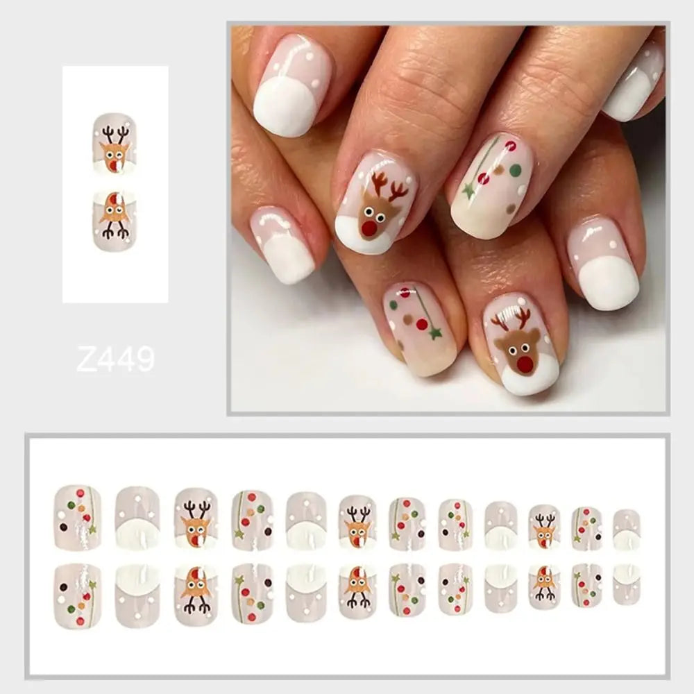 24Pcs Christmas Collection Almond False Nails
