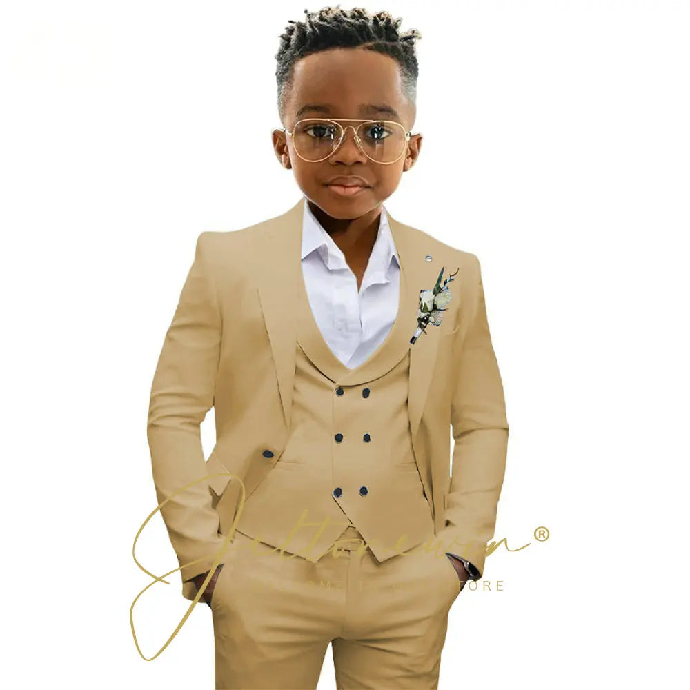 Casual Boys Suit Jacket Pants Vest 3 Piece Set