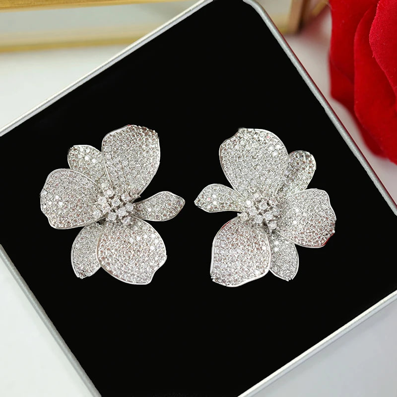 Trendy Big Flower Stud Earrings