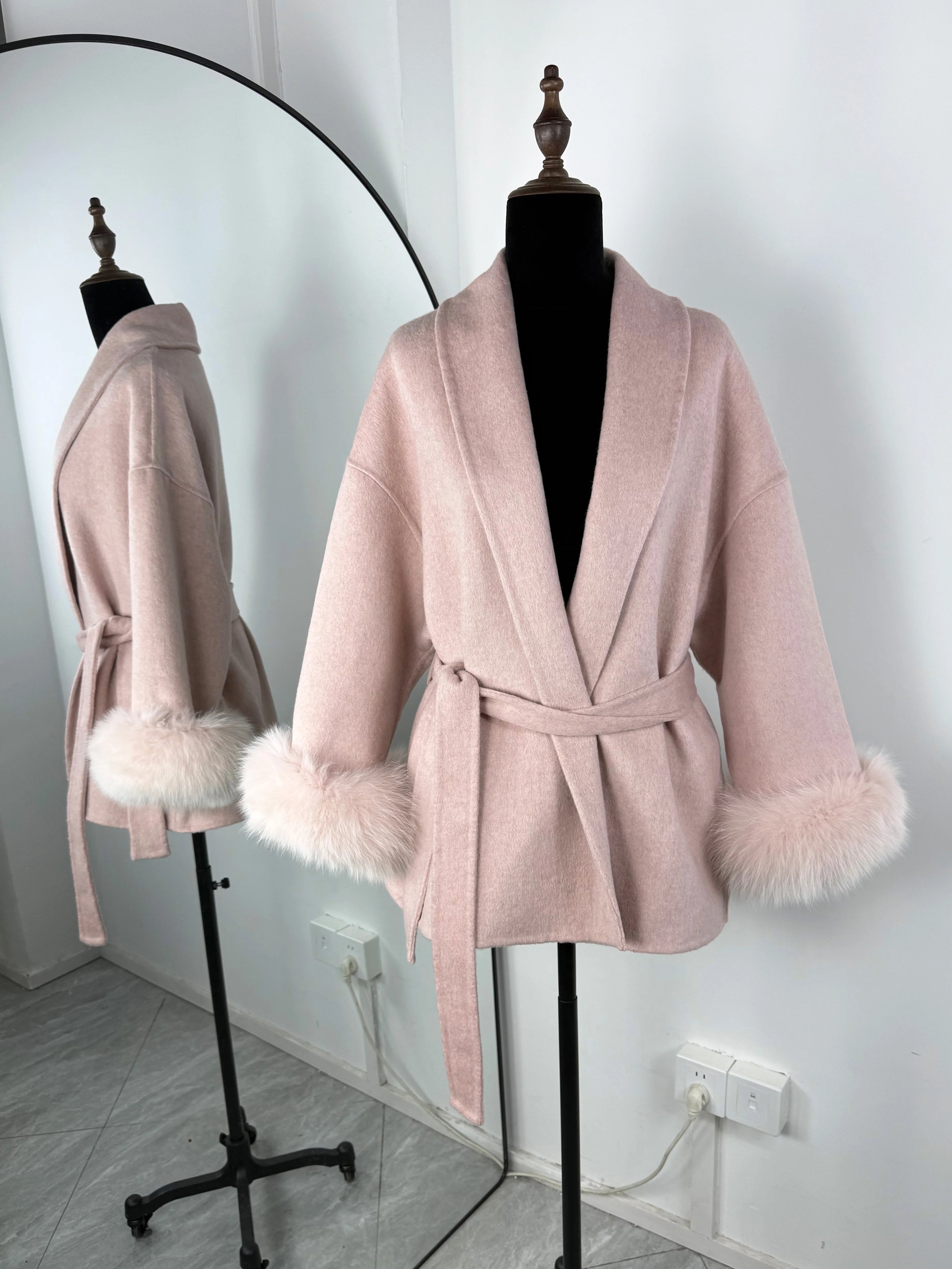 Fox Fur Short  Removable Elegant Double-sided Wool Overcoat