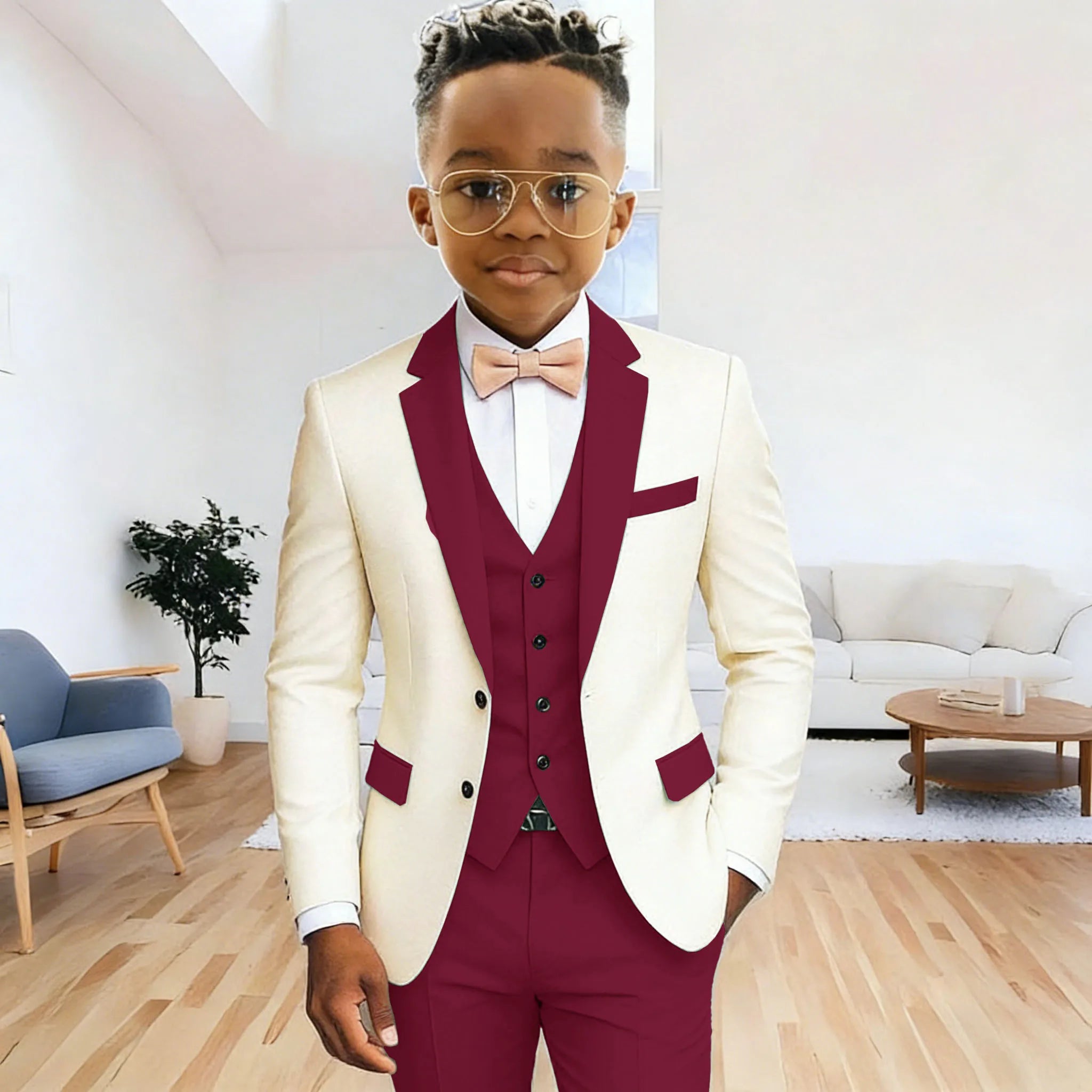 Boy's 3‑Piece Formal Suit Set – Jacket + Vest + Pants
