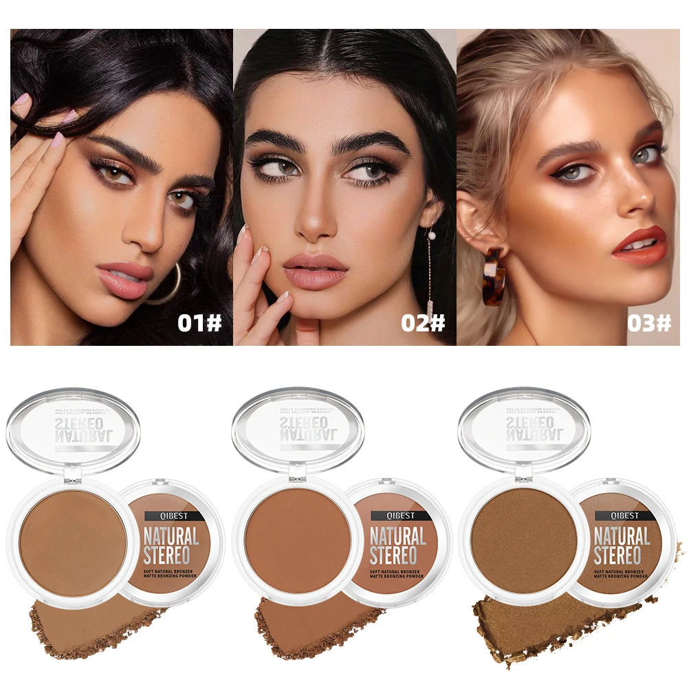 3D Matte Bronzer & Contour Powder Palette – Natural, Long‑Lasting, Waterproof Definition