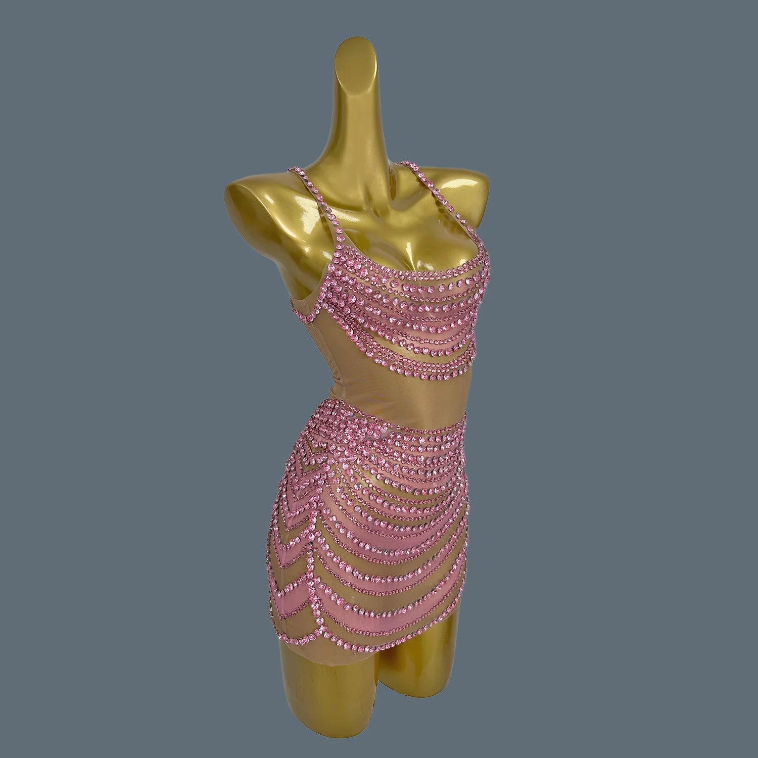 Sparkly Crystals Diamonds Mini Dress