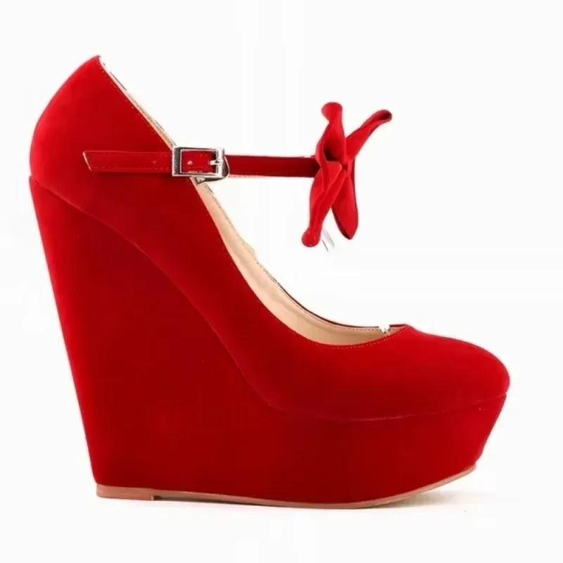 2026 Autumn Casual Fashion Sexy Flock Platform Pumps