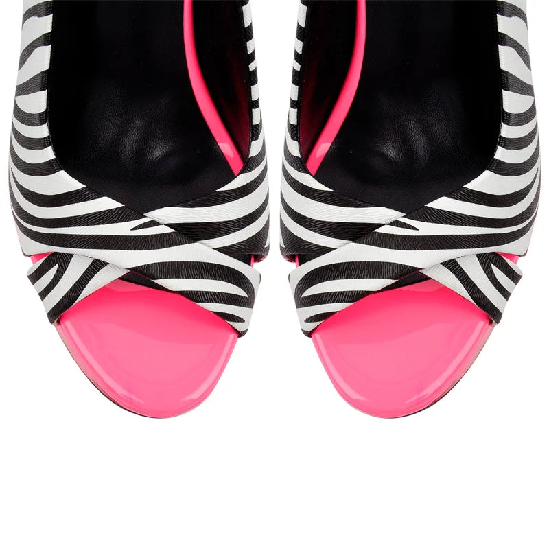 Onlymaker Women Mixed Colors Thin High Heel Striped Sandals Sexy Slingback Buckle Strap Pumps  Party Dress Sandals