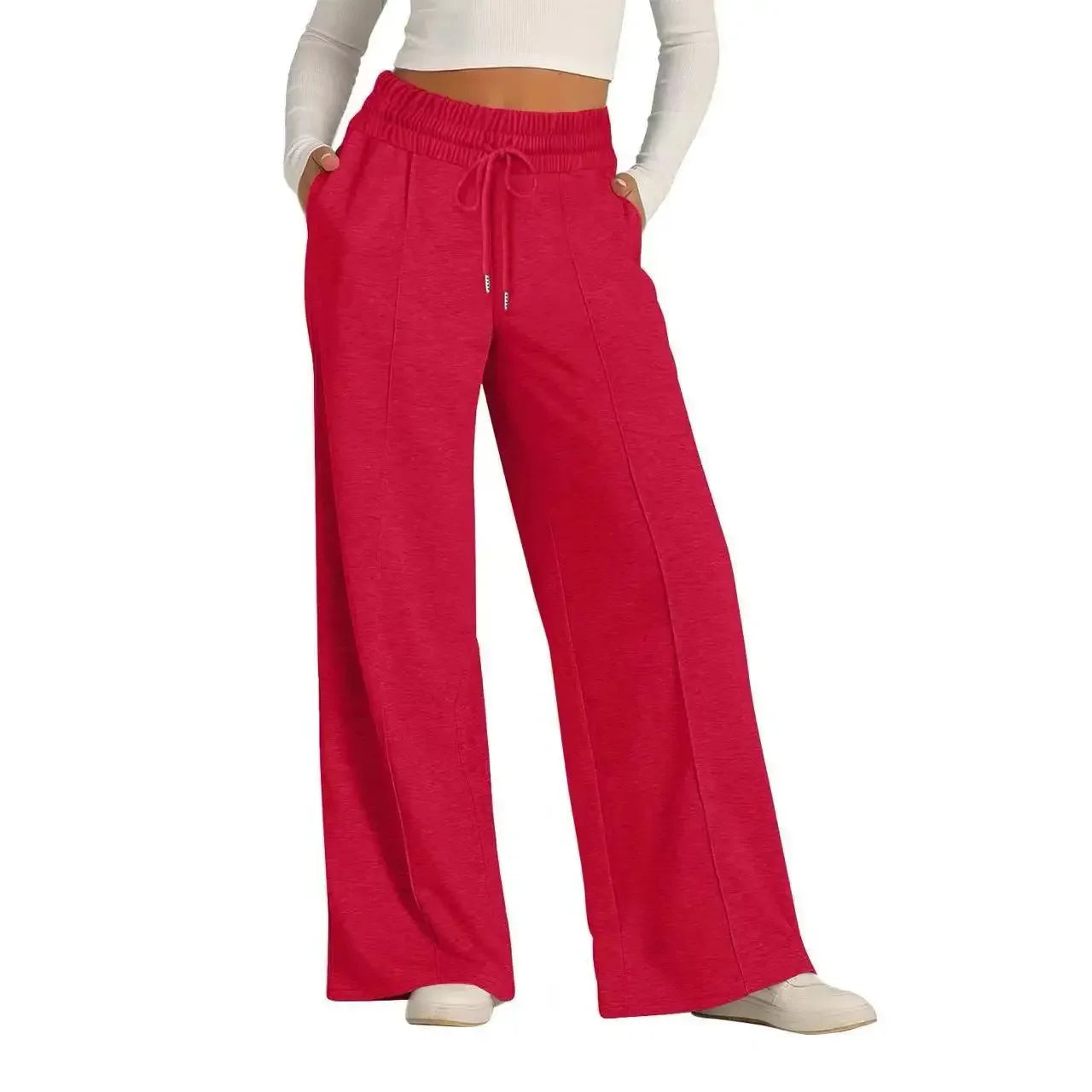 Wide Leg Long Streetwear Maxi Lace Up Elastic Waist Loose Casual Elegant Jogger