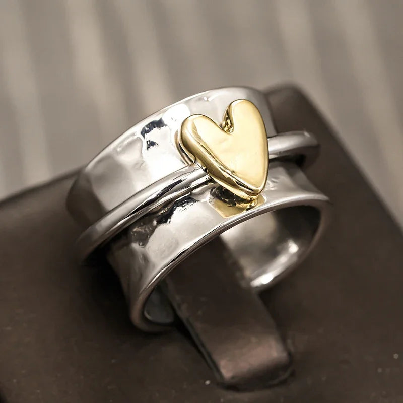 Aesthetic Heart Rings for Women