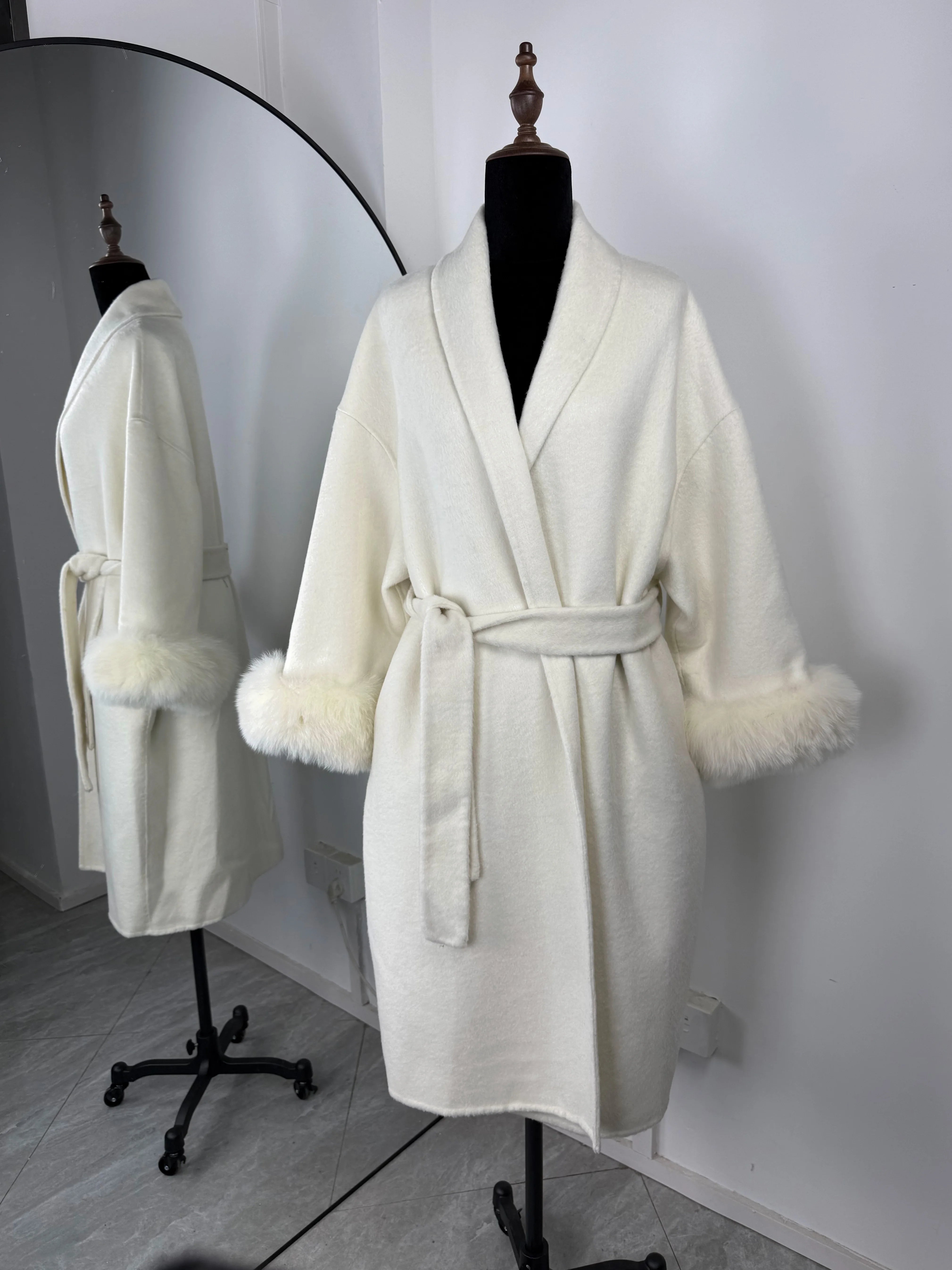 Fox Fur Short  Removable Elegant Double-sided Wool Overcoat