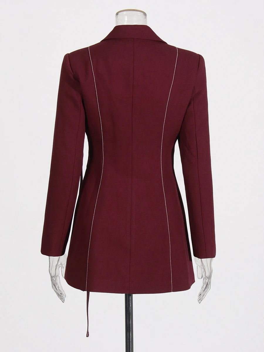 Notched Collar Long Sleeve Top High Waist Straight Pant  Sets