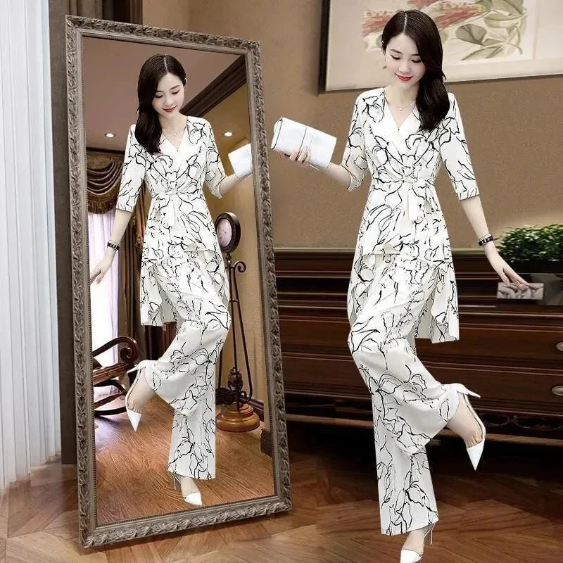 2 Piece Summer Wide-Leg Pants Set
