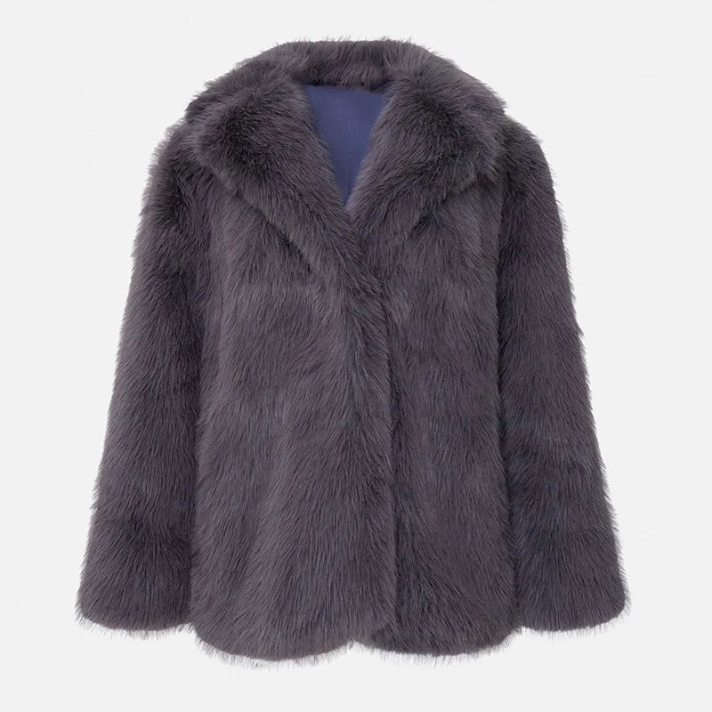 Winter Imitation Fox Fur Mid-length Coat
