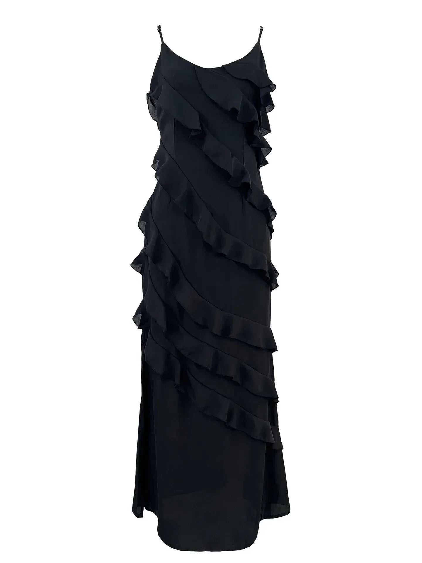 2025  Ruffles Chiffon Maxi Dresses