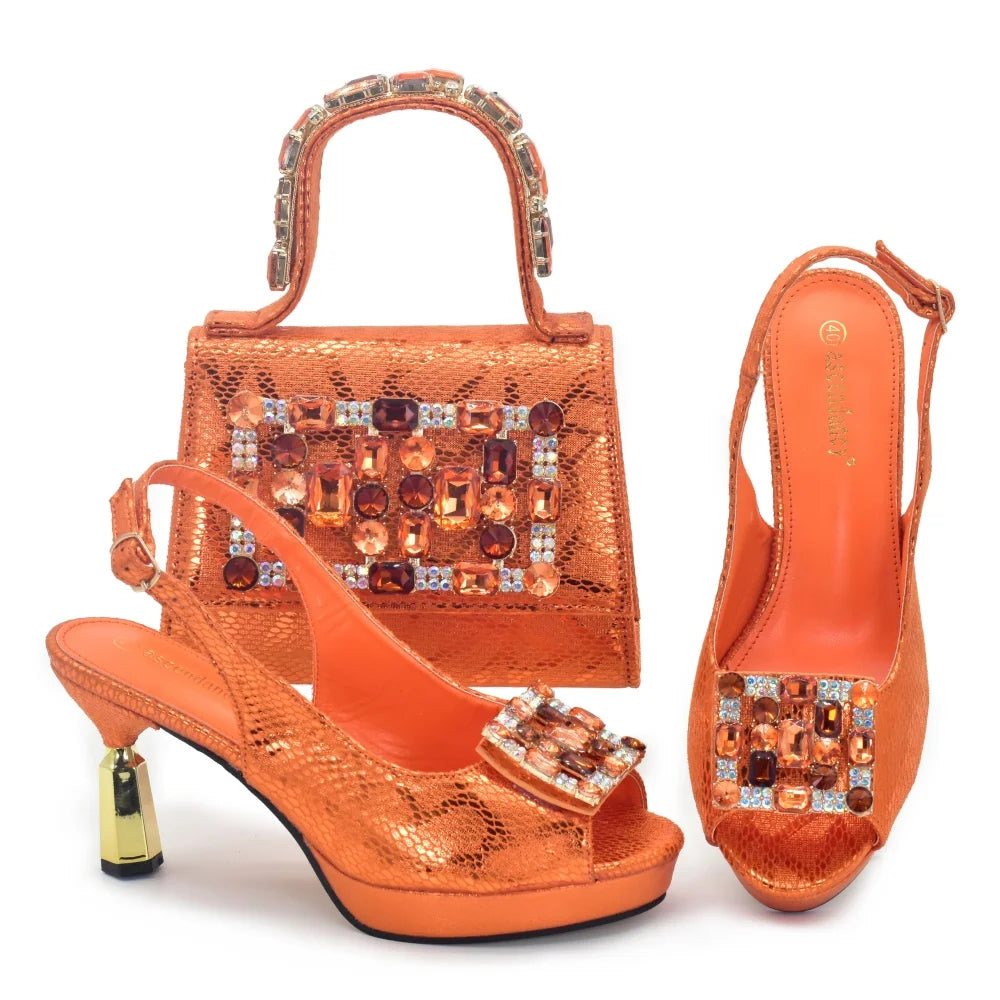 Luxury Rhinestone Shoe & Bag Set