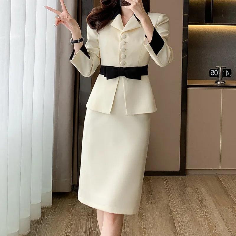 Novelty Slim Fashion Career Work Wear Suits With Jackets And Skirt