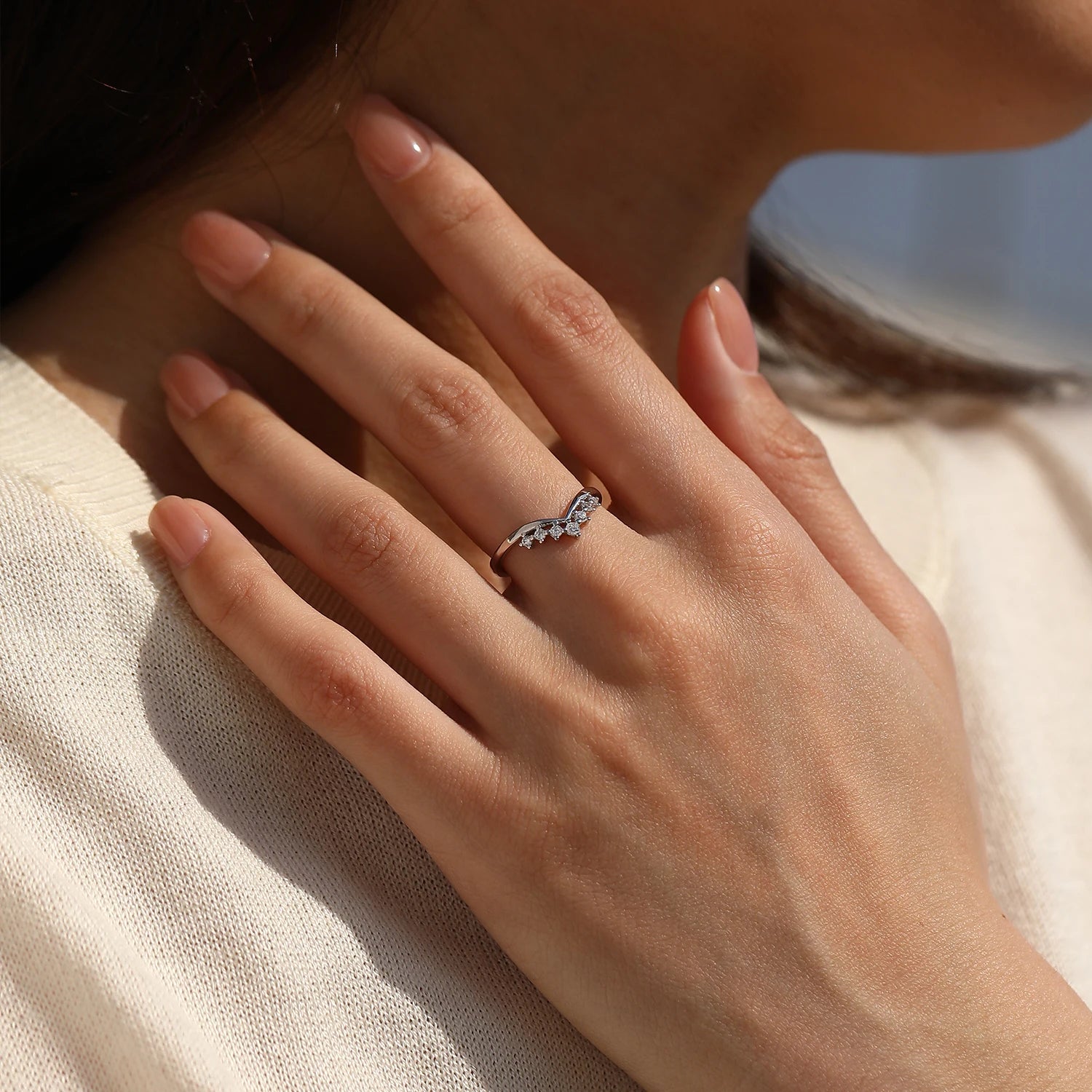 Dazzling Moissanite Crown Ring – 925 Sterling Silver Stackable Lab Diamond Ring for Women