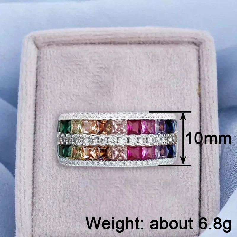 Rainbow Color Cubic Zirconia Rings