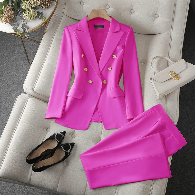 2026 Slim Office Blazer & Straight Trousers Set