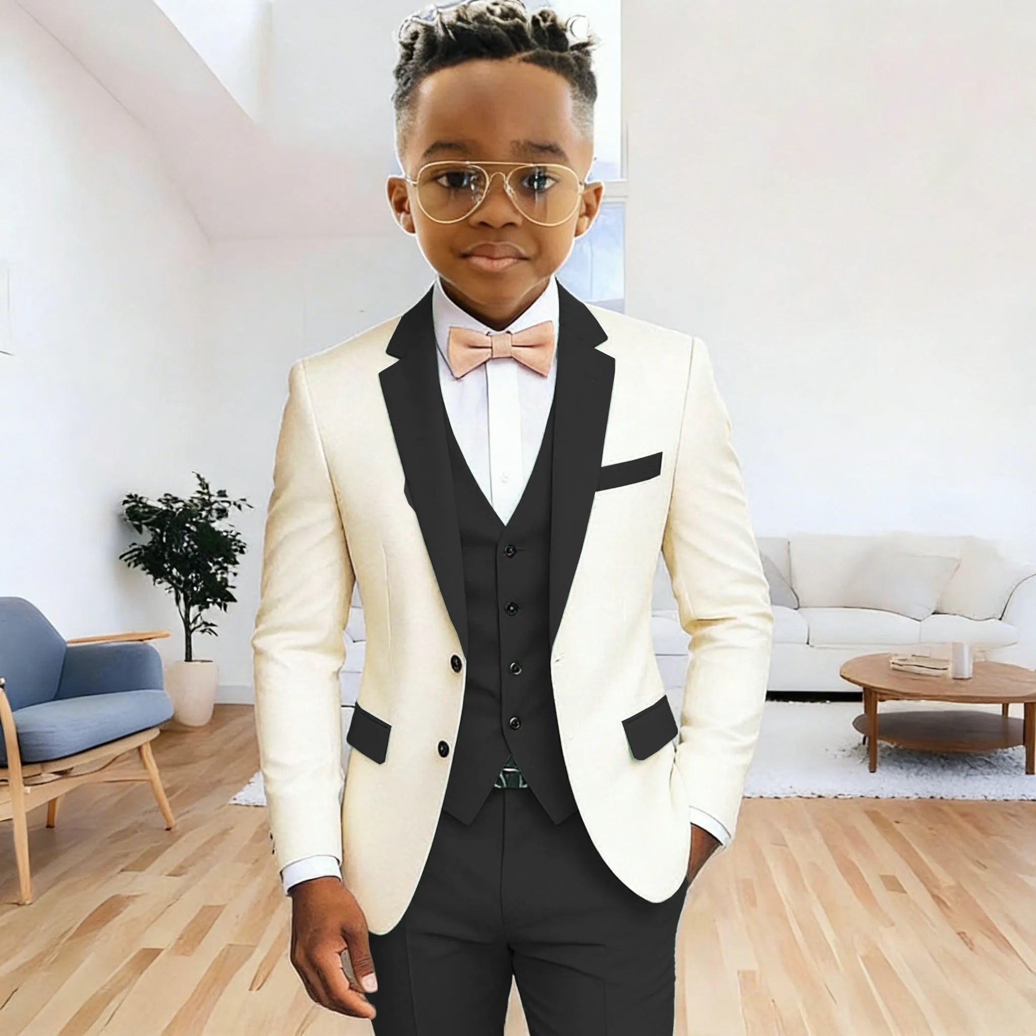 Boy's 3‑Piece Formal Suit Set – Jacket + Vest + Pants