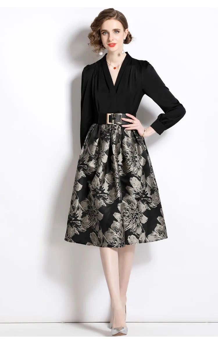 Autumn Elegant Jacquard Dress