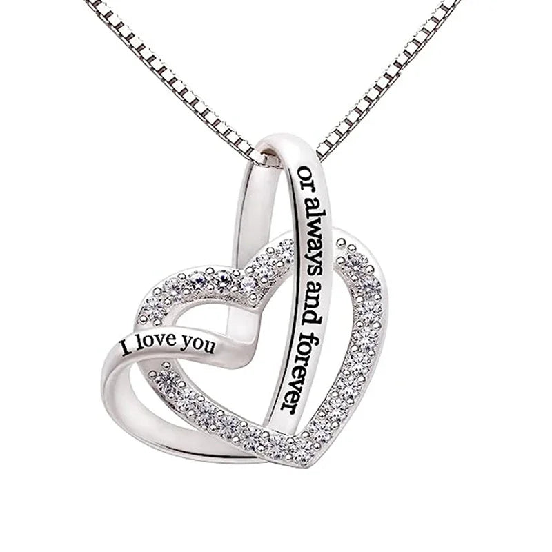 Double Hollow Heart Pendant Necklace