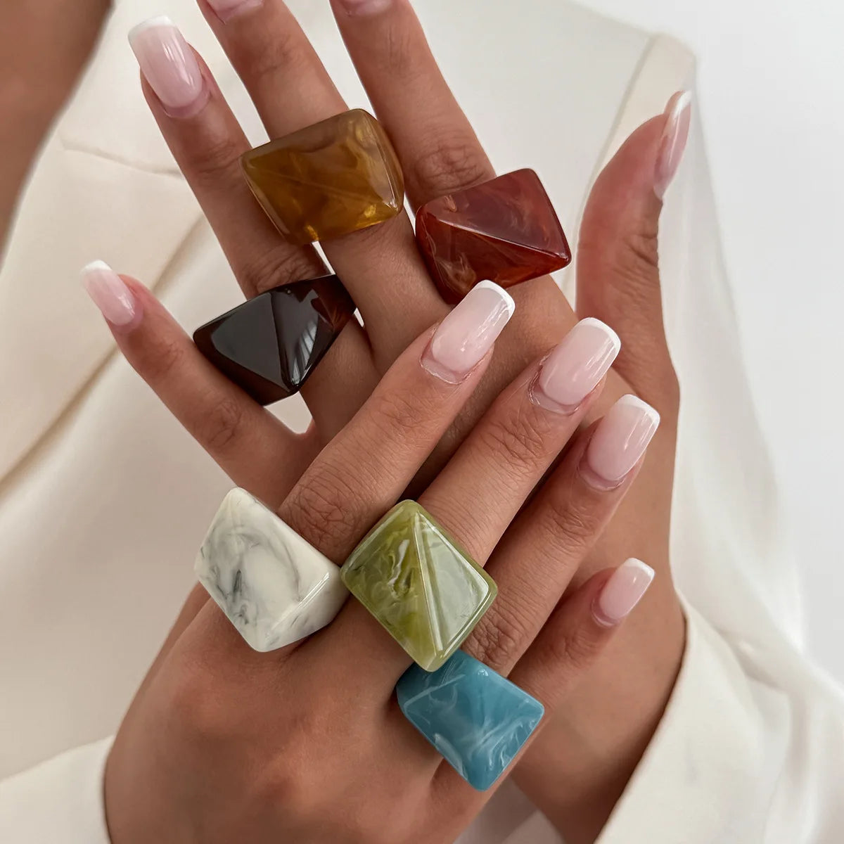 Winter New Vintage Triangle Resin Rings