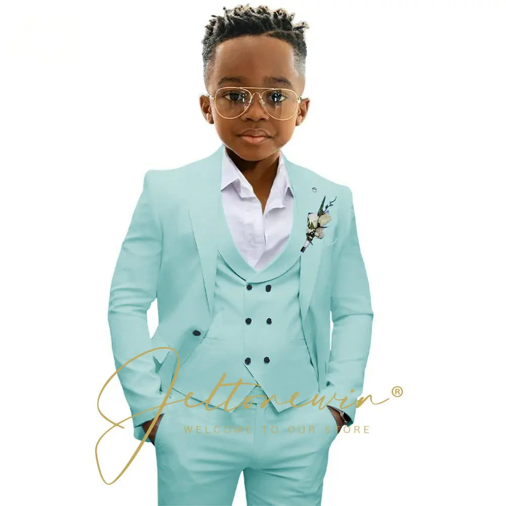 Casual Boys Suit Jacket Pants Vest 3 Piece Set