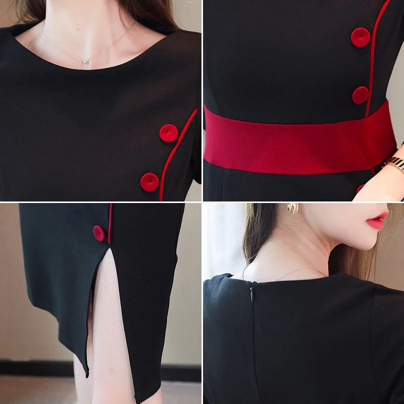 Autumn Winter High Waist Buttons Bodycon Dress