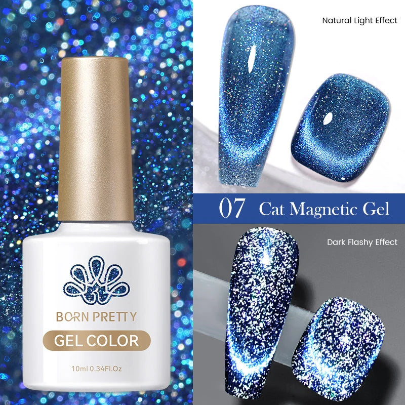 BORN PRETTY 10ml White Cat Magnetic Gel Nail Polish Ultra Shine White-light Varnis Semi Permanent Soak Off UV LED Gel for Nails