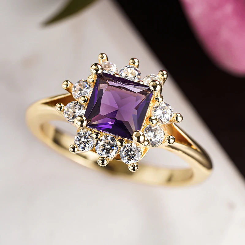 Purple Cubic Zirconia Charming Exquisite Wedding Ring