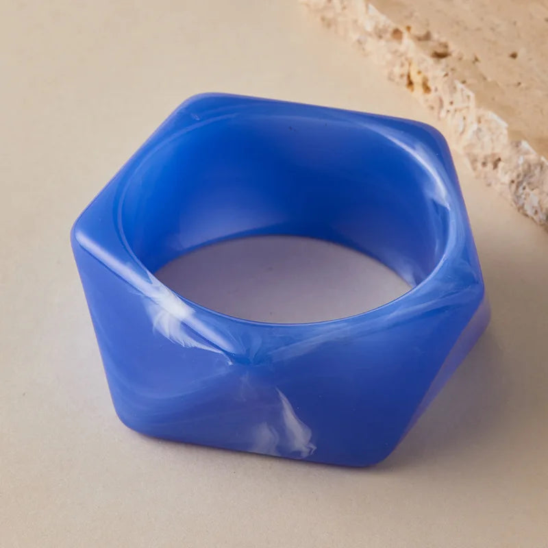 Exaggeration Wide Irregular Polygon Resin Bracelet - Durable Geometric Bangles
