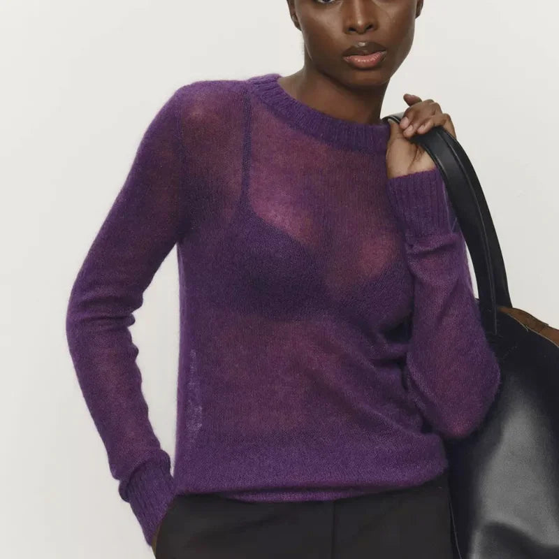 Round Neck Knit Pullover Sweater Top
