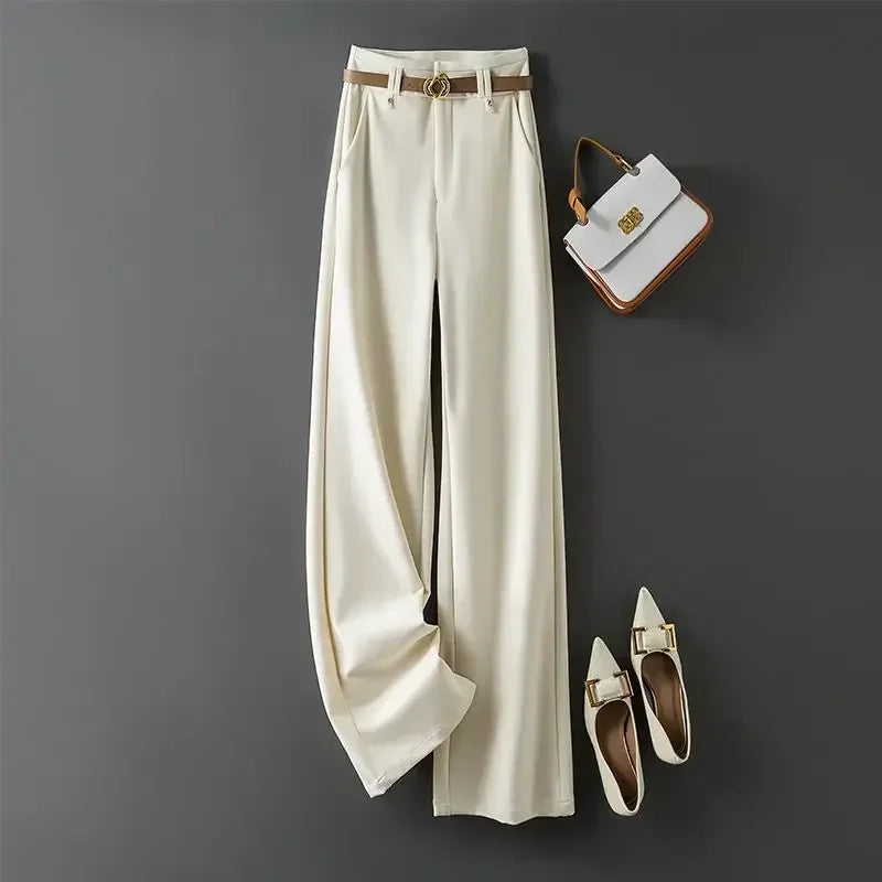 Office Tailoring Fluid Female  Wide Leg Trousers