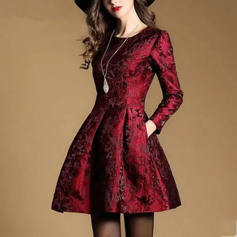 New Autumn Long Sleeve Jacquard Dress
