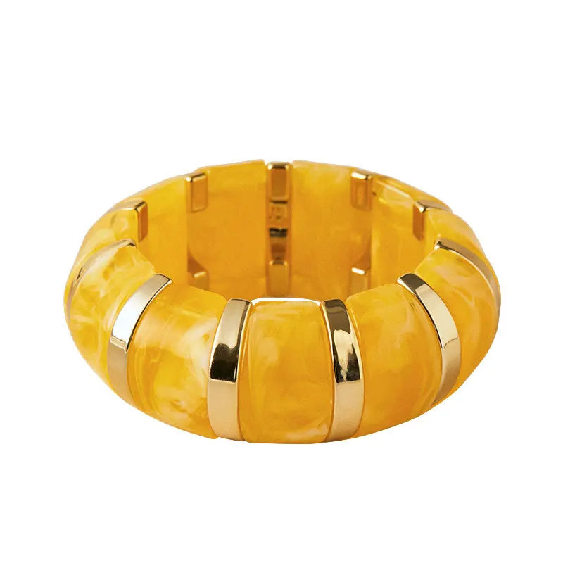 Fashion Candy Color  Acrylic Elastic Thick Wide Bracelet