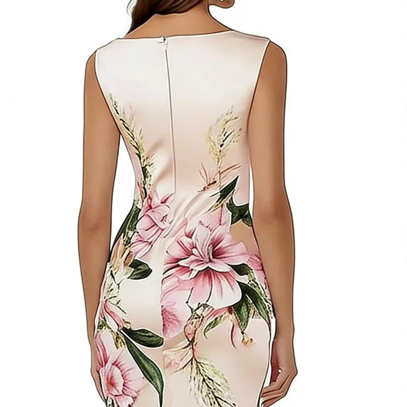 Summer Floral V-Neck Bodycon Dress