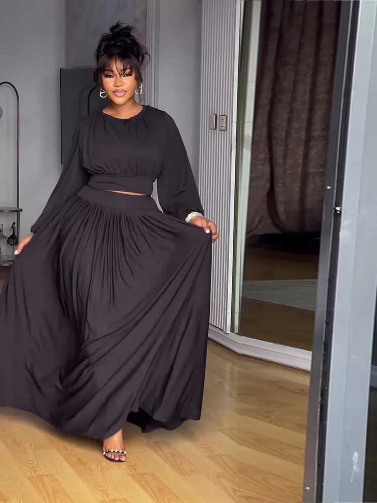 Long Sleeve Top and Long Skirt Set