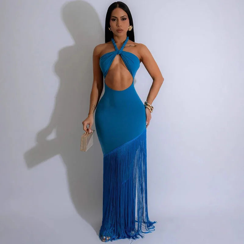Sexy Halter Backless Bodycon Maxi Dresses