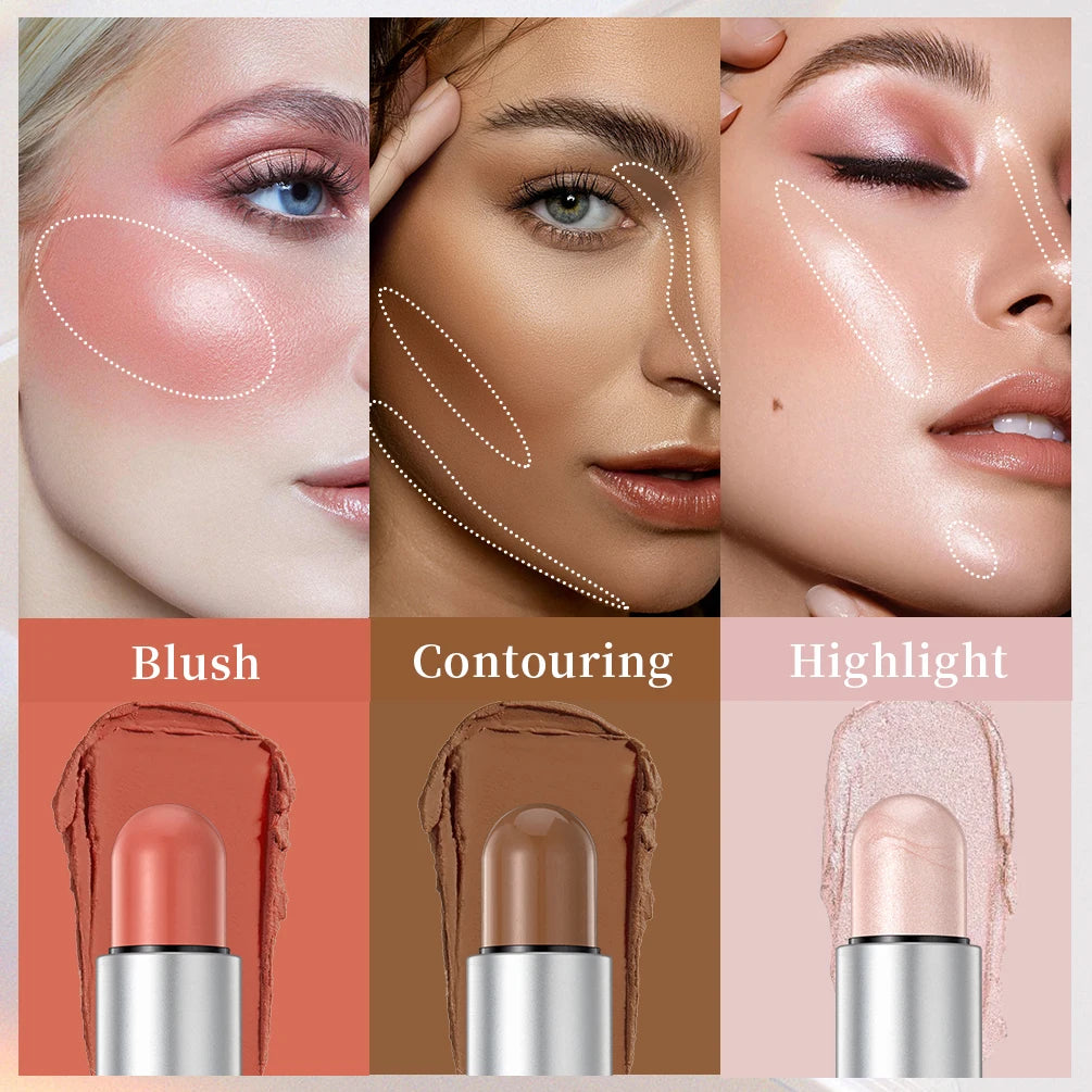 Face Contouring & Glow Stick – 4‑in‑1 Bronzer, Highlighter, Blush &amp; Concealer
