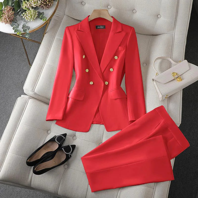 2026 Slim Office Blazer & Straight Trousers Set
