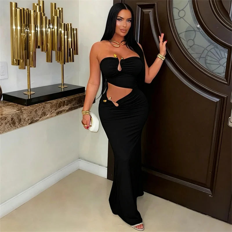 Sexy Strapless Cut-Out Bodycon Party Dress