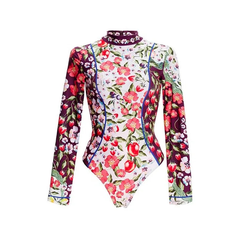 Sexy One Piece Long Sleeve Swimwear And Skirt