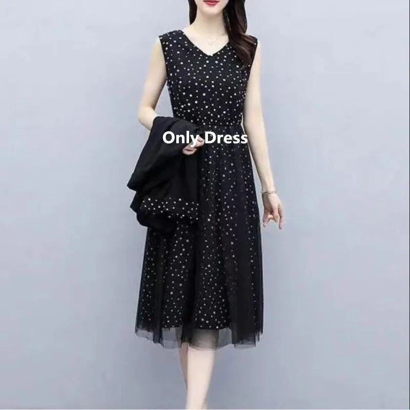 Spring Autumn New Suit Coat Floral Sling Dress Two-pieceJacket Skirt Set