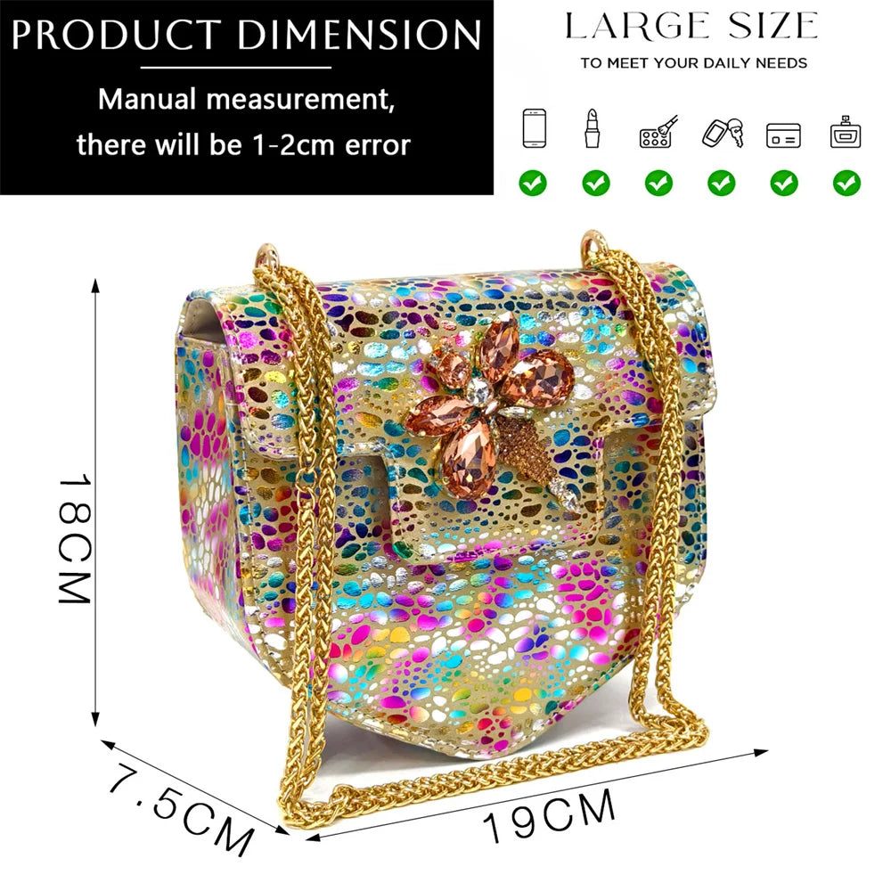 Champagne Color Thin Heels Pointed Toe Crystal Design Ladies Shoes Matching Bag Set