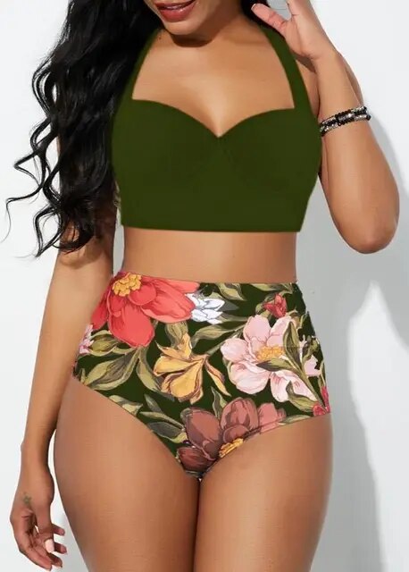 Sexy High Waist Split Bikini Set