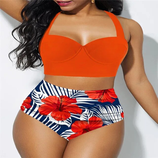 Sexy High Waist Split Bikini Set