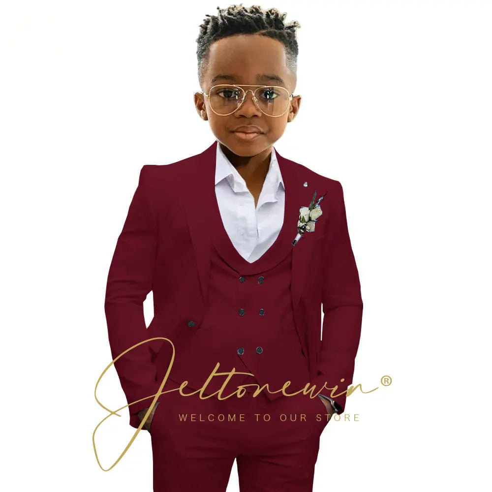 Casual Boys Suit Jacket Pants Vest 3 Piece Set