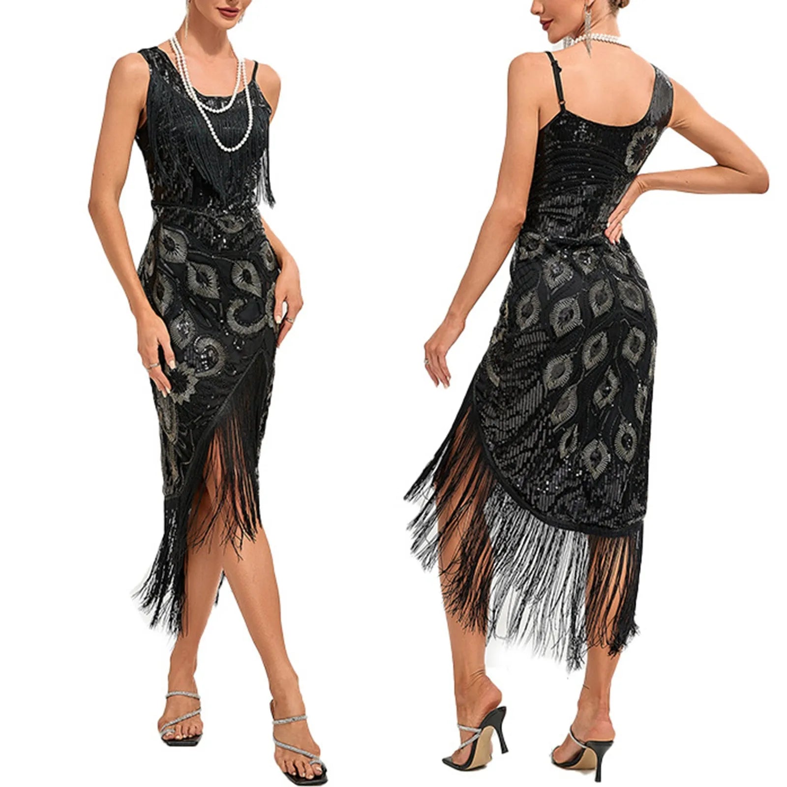 Vintage 1920s Flapper Tassel Dress