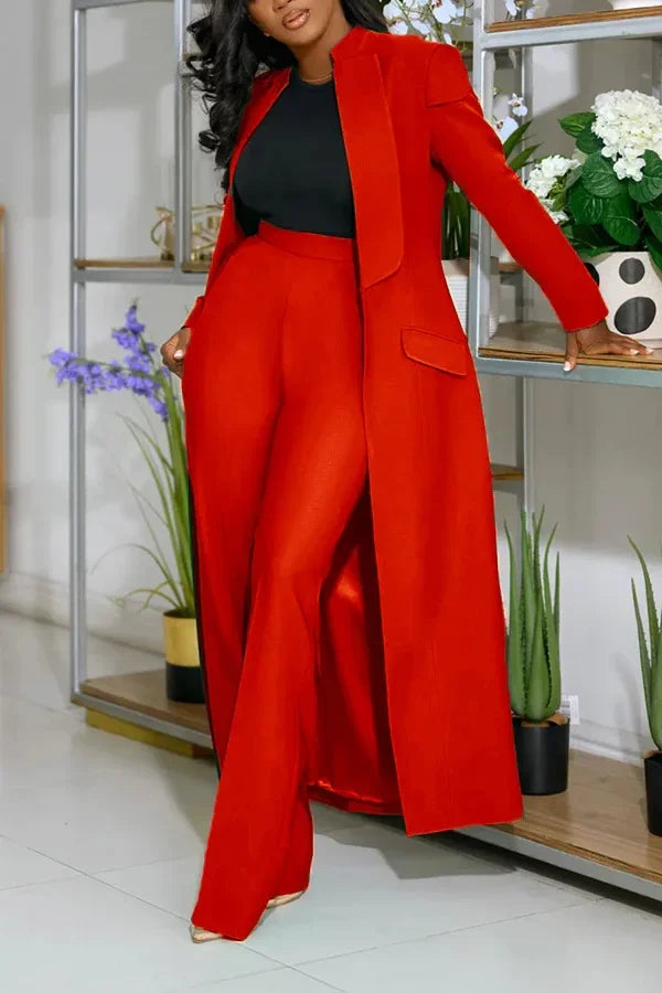 Full Sleeve X-Long Blazer Coat+ Long Pant Suit