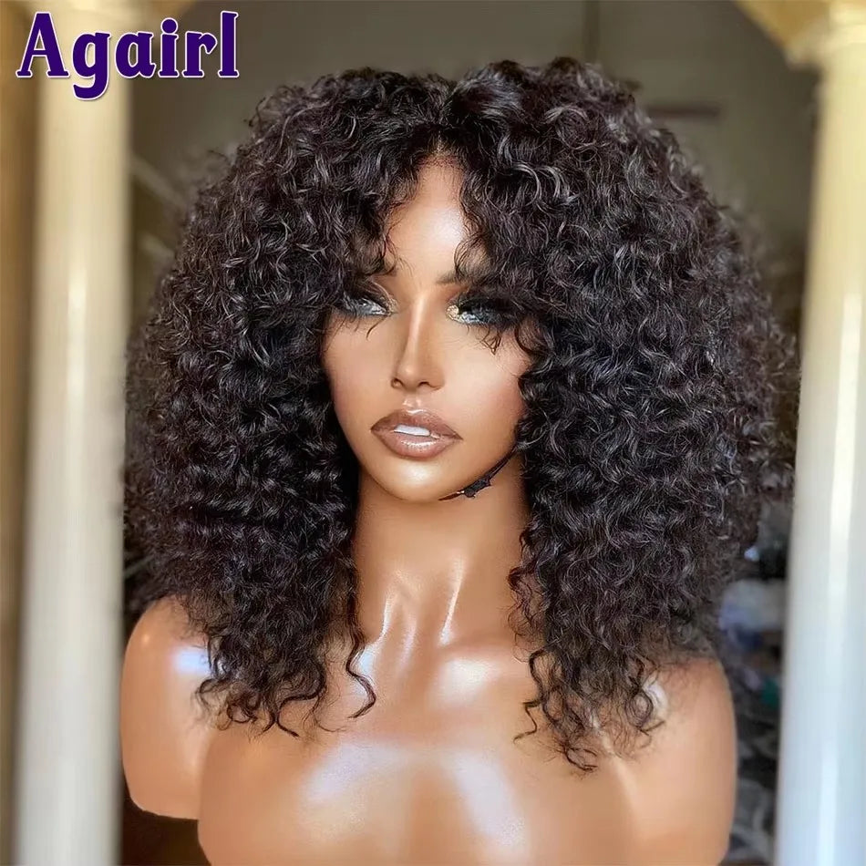 Orange Brown 13x6 Deep Curly Short Bob Human Hair Wigs