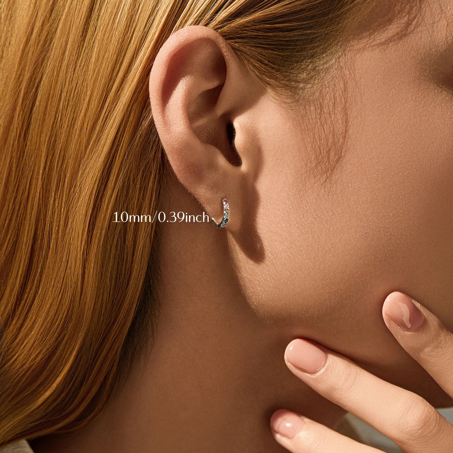 3 Sizes Colorful Ear Buckle 925 Sterling Silver Trendy Stackable Round Zirconia Hoop Earrings